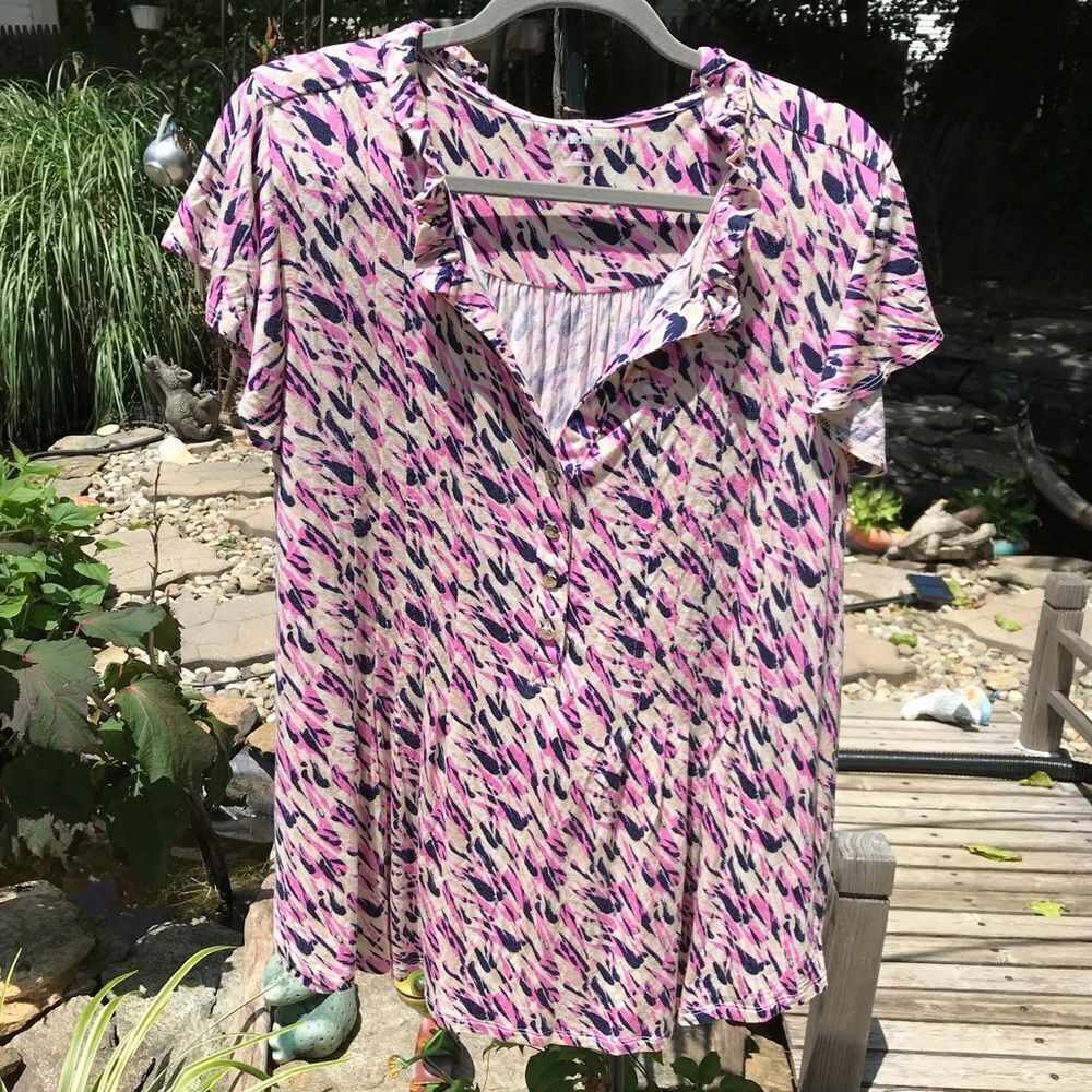 Blue and Pink Short Sleeve Tunic